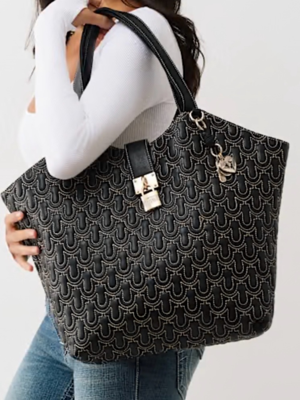 TRUE RELIGION Horseshoe Quilted Charm Tote Bag NEW